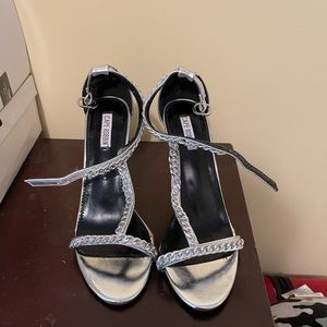 Silver 4in Heeled Sandal